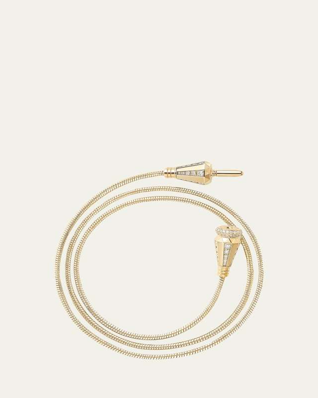 Jack de Boucheron Triple-Wrap Half-Diamond Pave Bracelet in Yellow Gold